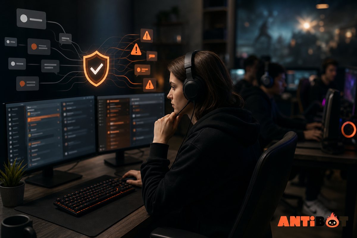 Gaming moderation bot protecting fast-moving channels